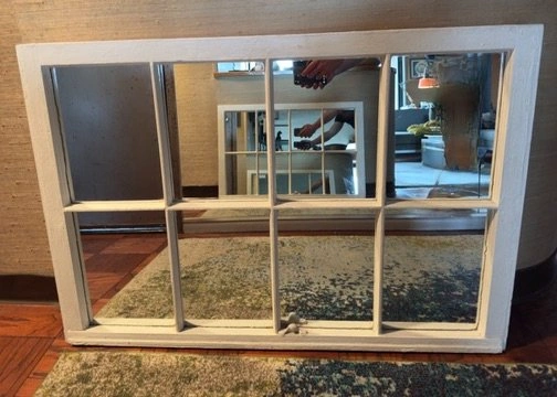 Large 1800s Antique 8-Pane Window Mirror