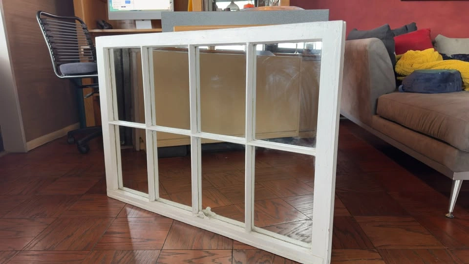 Large 1800s Antique 8-Pane Window Mirror - photo 3