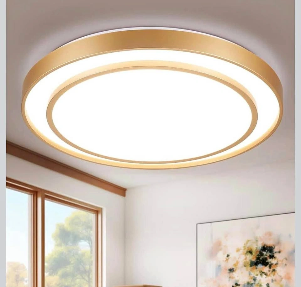 20 inch Flush Mount Ceiling Light Fixture LED 36W, Gold