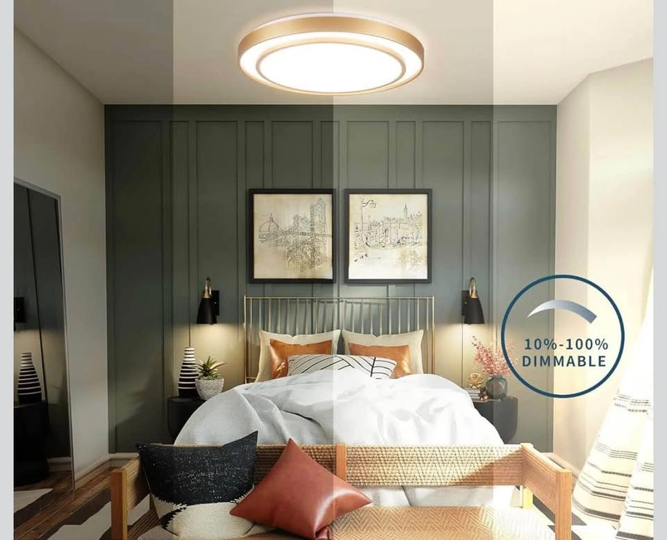 20 inch Flush Mount Ceiling Light Fixture LED 36W, Gold - photo 3