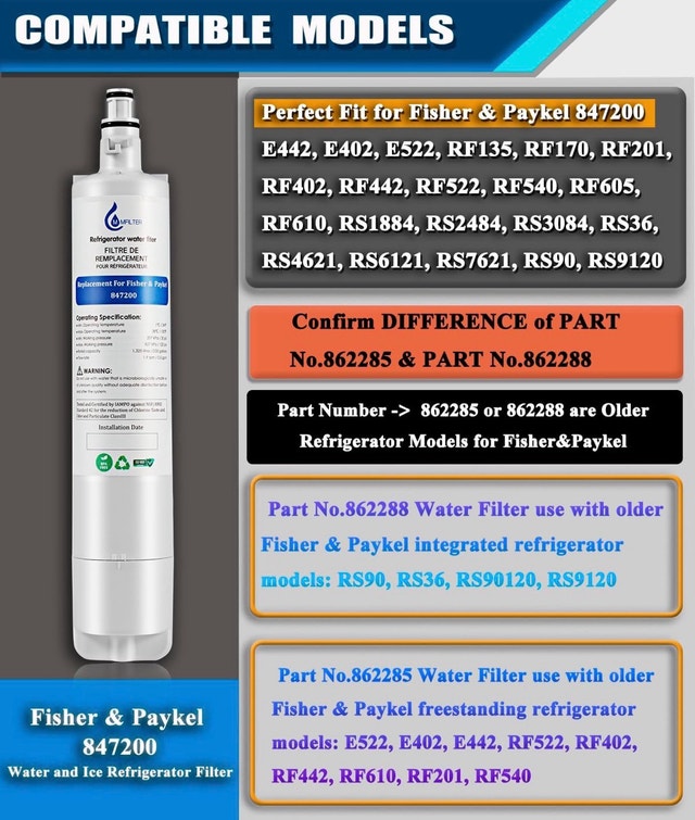 847200 Water Filter Replacement for Fisher & Paykel - photo 2