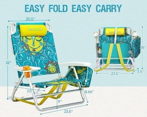 Backpack Beach Chair, Aluminum Lightweight Reclining 5-Position - photo 2