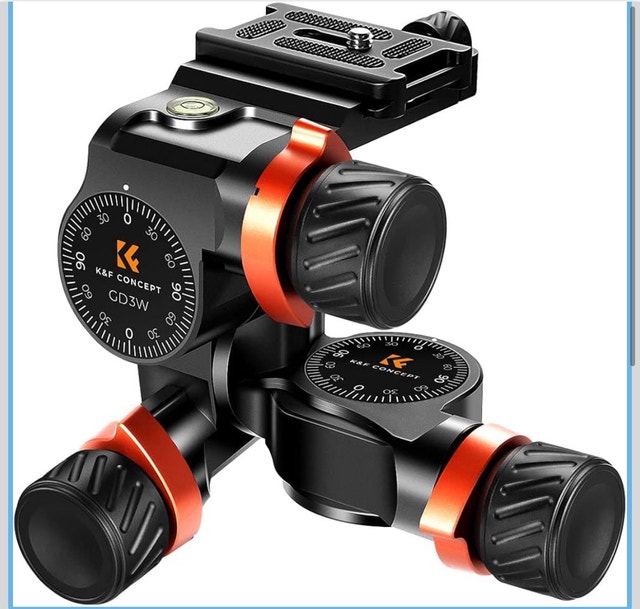 K&F CONCEPT 3-Way Geared Tripod Head