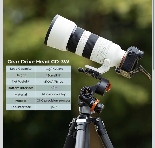K&F CONCEPT 3-Way Geared Tripod Head - photo 2