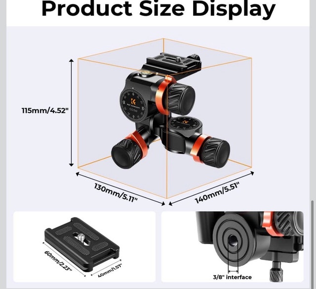 K&F CONCEPT 3-Way Geared Tripod Head - photo 5