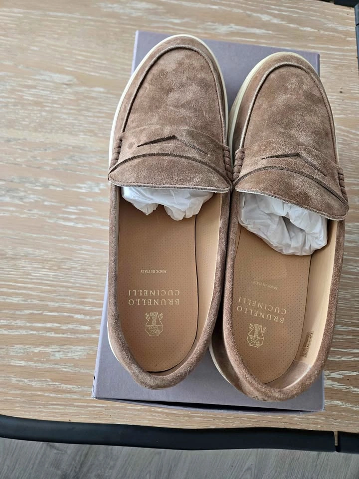 Brunello Cucinelli Brown Suede Loafers Men's 11.5