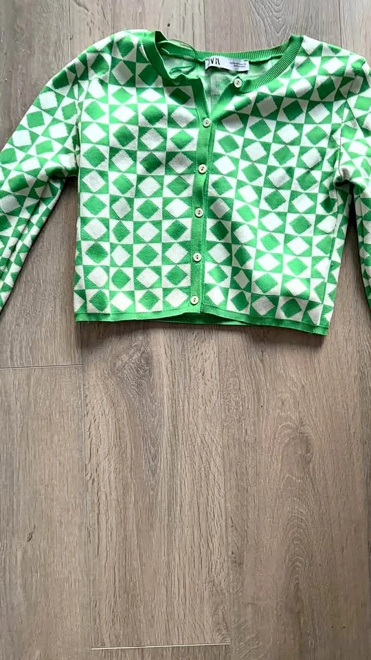Geometric Green Zara Cardigan