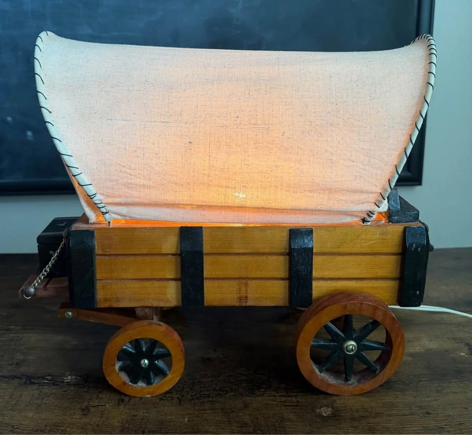 Handmade Rustic Wooden Wagon Lamp