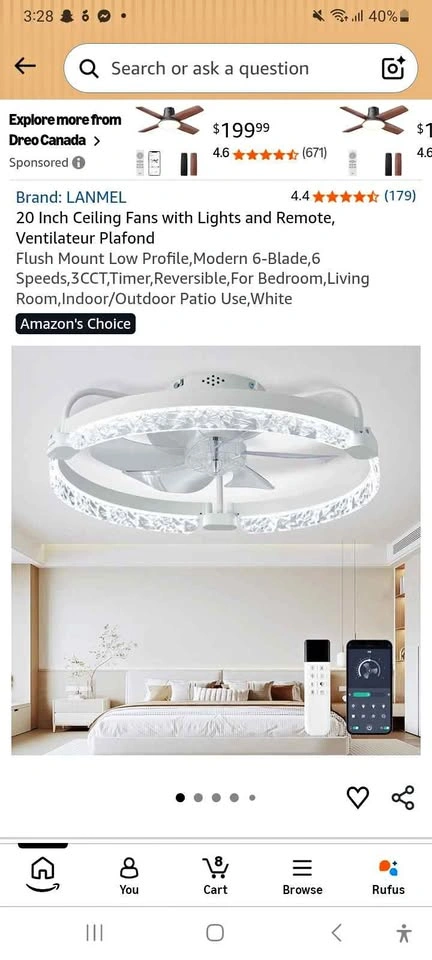 Modern Ceiling Fan with LED Lights – New