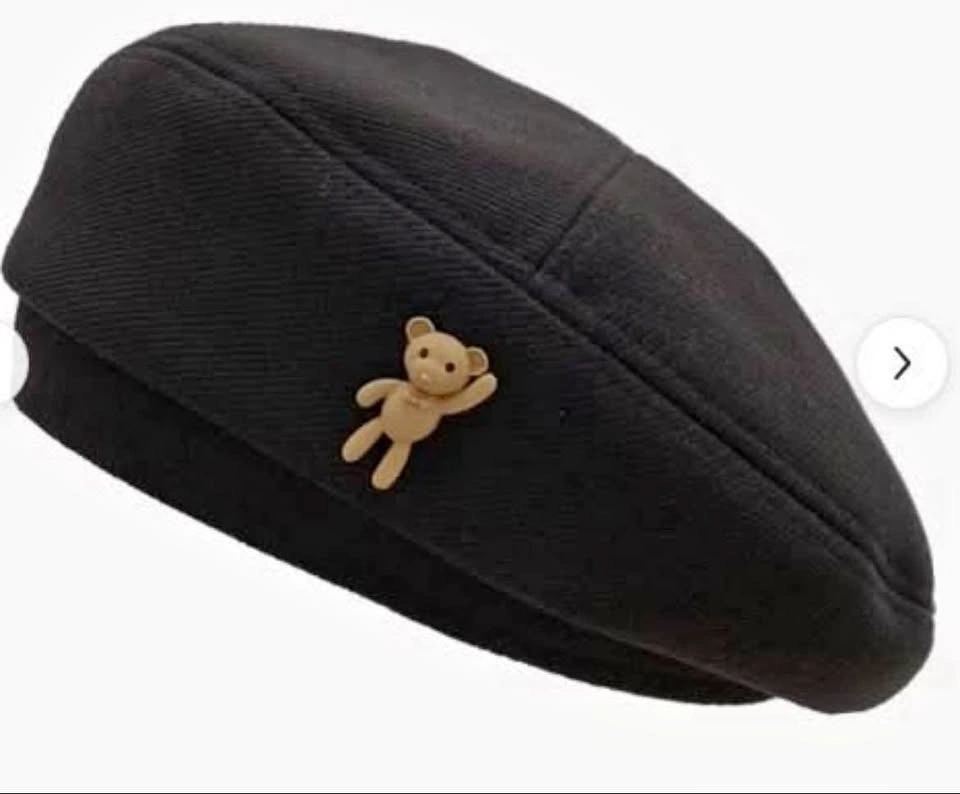 Black Teddy Bear Beret Hat