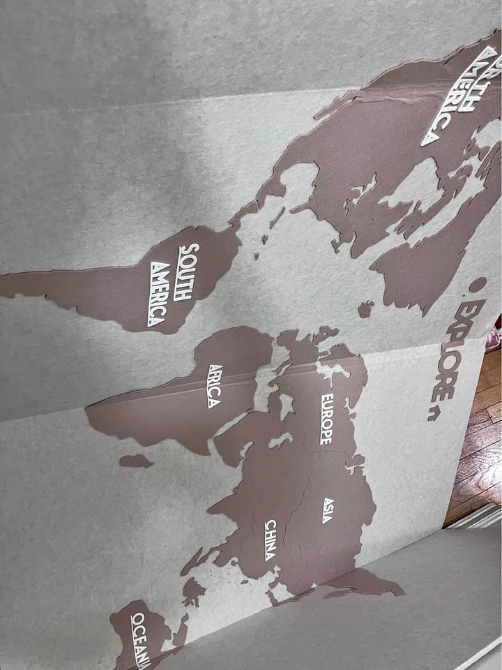 Felt foldable World Map Wall Art Decal or floor mat 8ft by 4ft