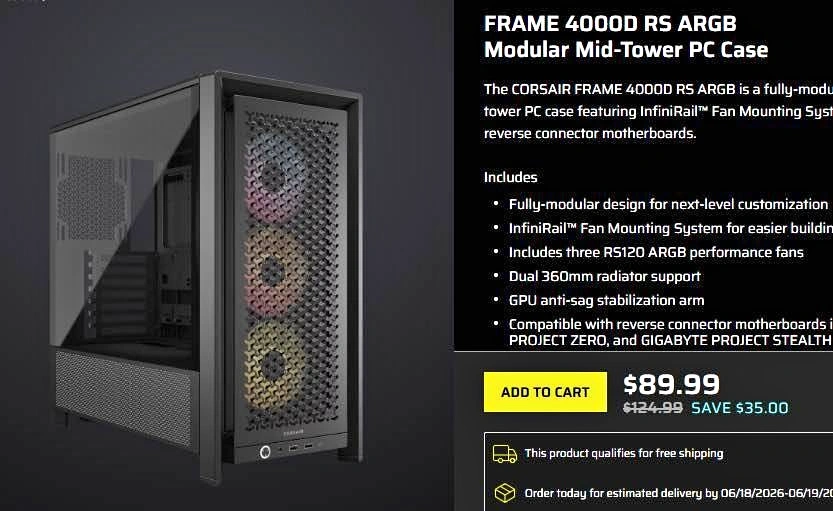 Corsair Frame 4000D RS ARGB Mid-Tower PC Case
