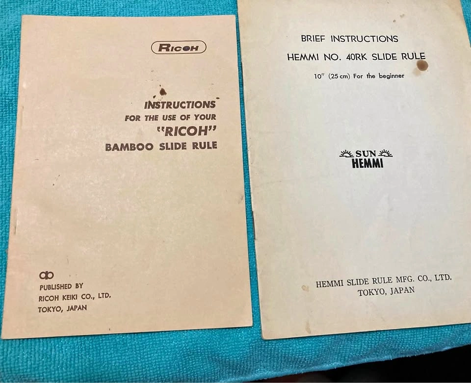 Vintage Bamboo Slide Rule Instruction Manuals - Ricoh & Sun Hemm