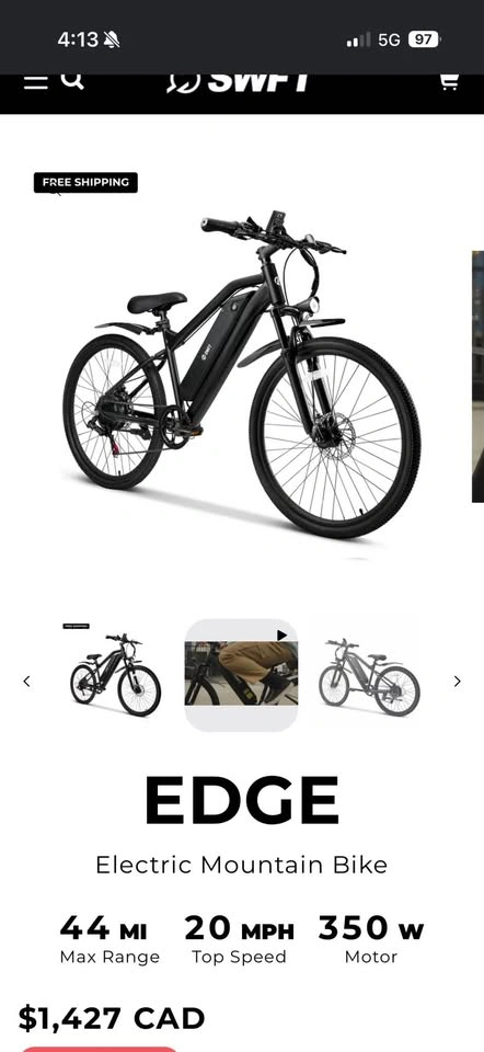 SWFT EDGE Electric Mountain Bike 26” tires – $620 - photo 2