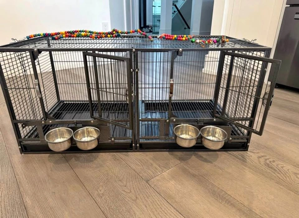 Large Dividable Bird Cage with Toys & Stainless Steel Bowls