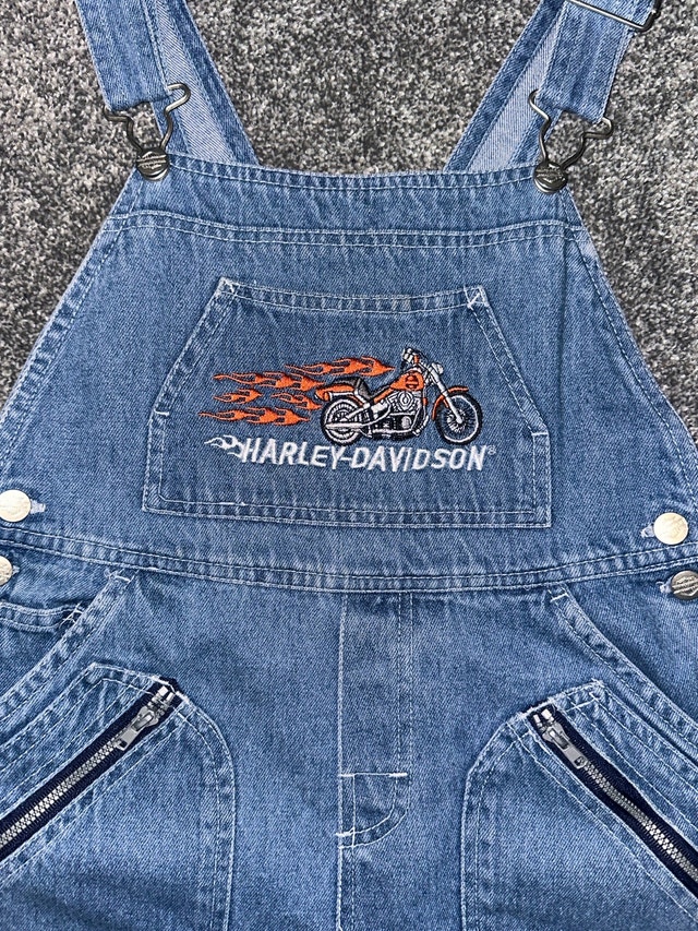 kids vintage Harley Davidson denim overalls size 6x - photo 2