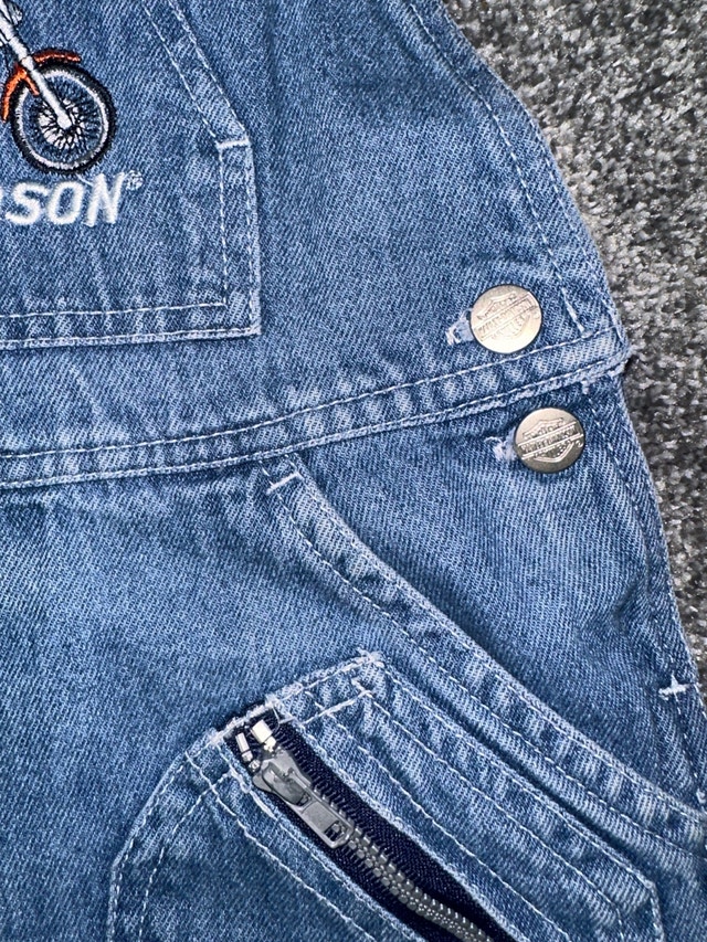 kids vintage Harley Davidson denim overalls size 6x - photo 3
