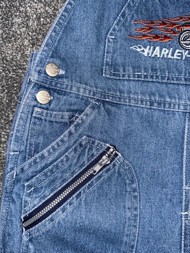 kids vintage Harley Davidson denim overalls size 6x - photo 4