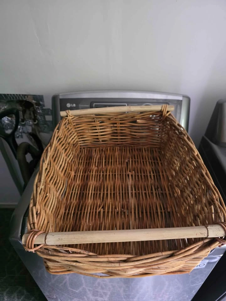 Wicker Rectangular Storage Basket with Wooden Handles - photo 2