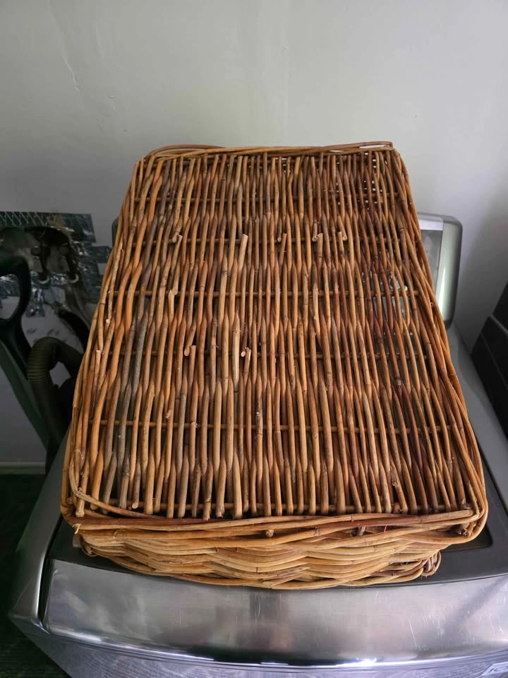 Wicker Rectangular Storage Basket with Wooden Handles - photo 3