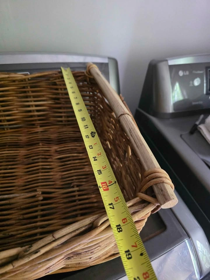 Wicker Rectangular Storage Basket with Wooden Handles - photo 5