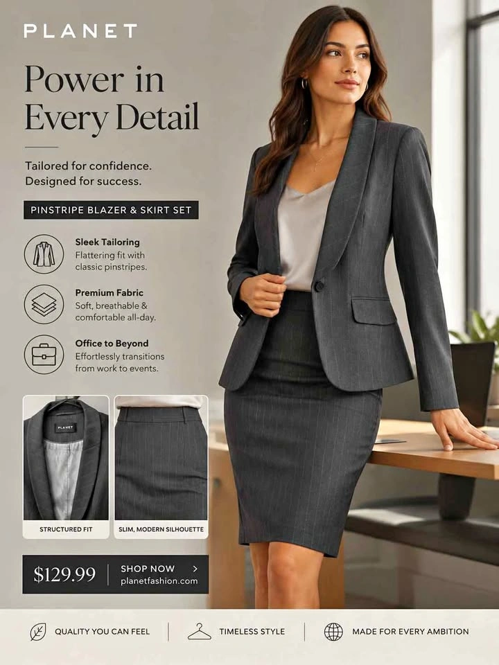 Planet Pinstripe Blazer and Skirt set