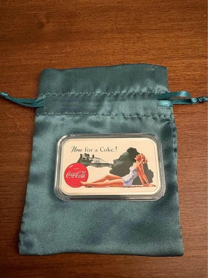 1 oz .999 pure/fine silver bullion Coca Cola bar image indicator(4)