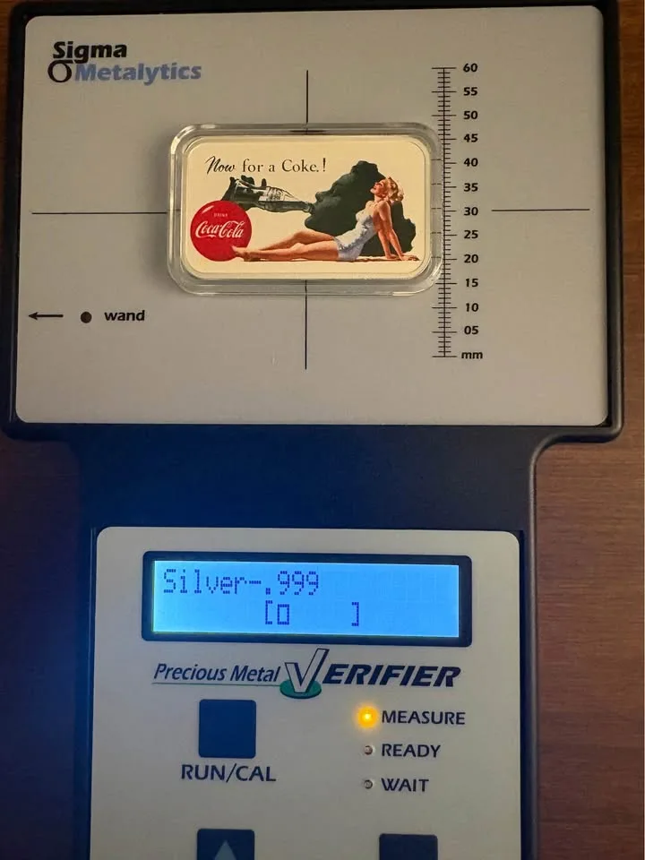 1 oz .999 pure/fine silver bullion Coca Cola bar image indicator(5)