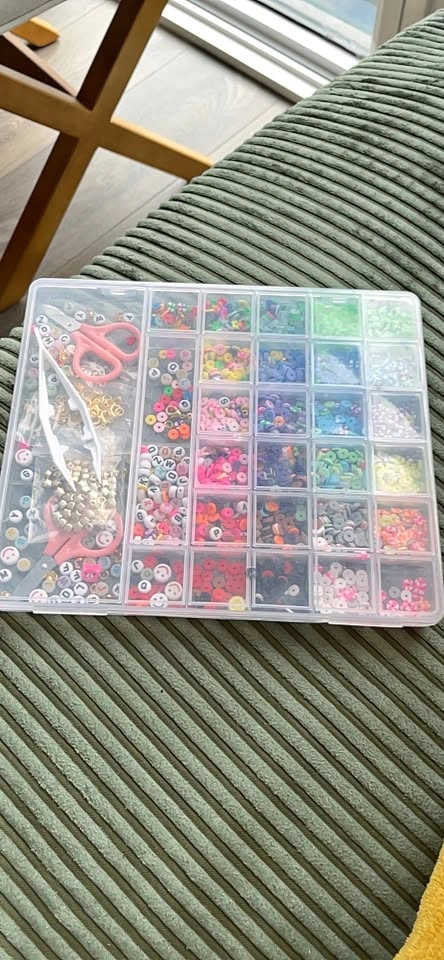 Bead Organizer Box with Bracelet Making Supplies