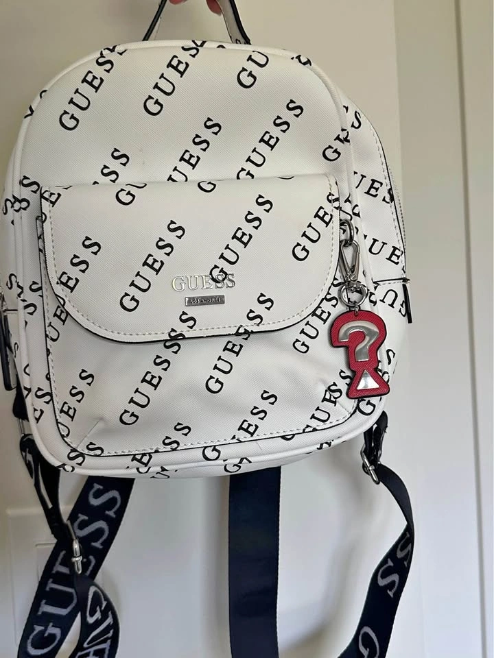 GUESS White Logo Backpack Purse – Excellent Condition