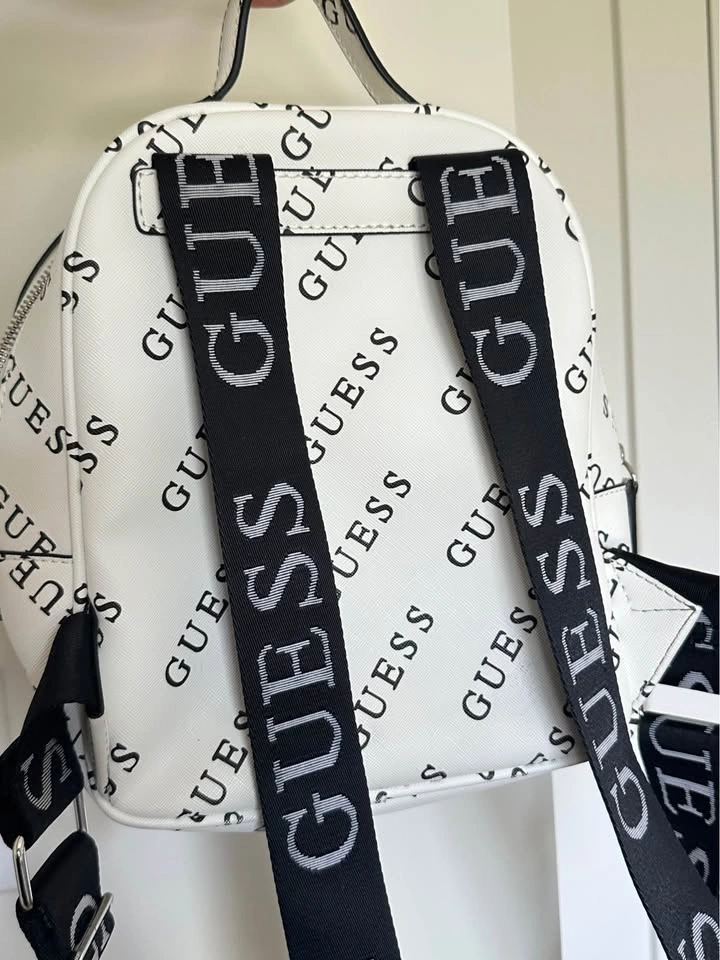 GUESS White Logo Backpack Purse – Excellent Condition - photo 2
