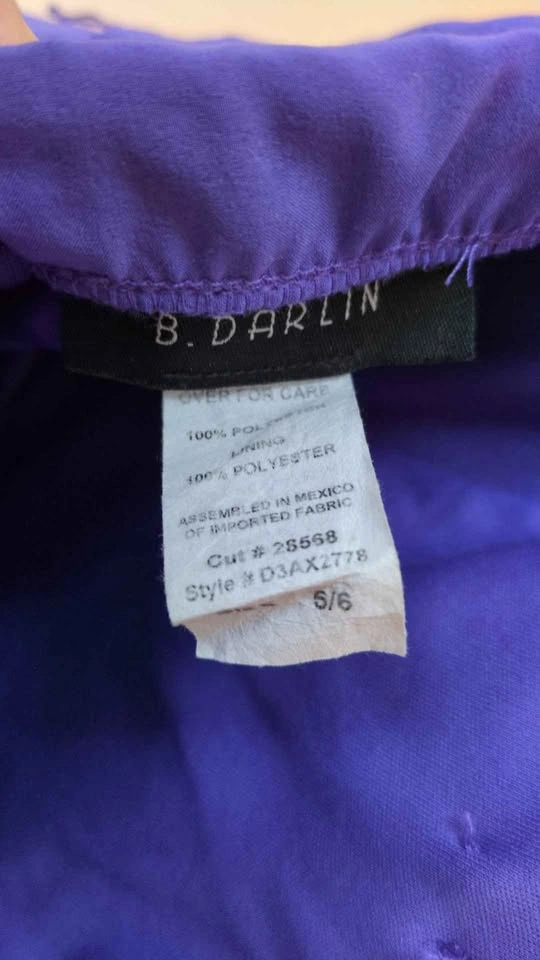 B. Darlin Purple Strapless Mini Dress Size 5/6 - photo 3
