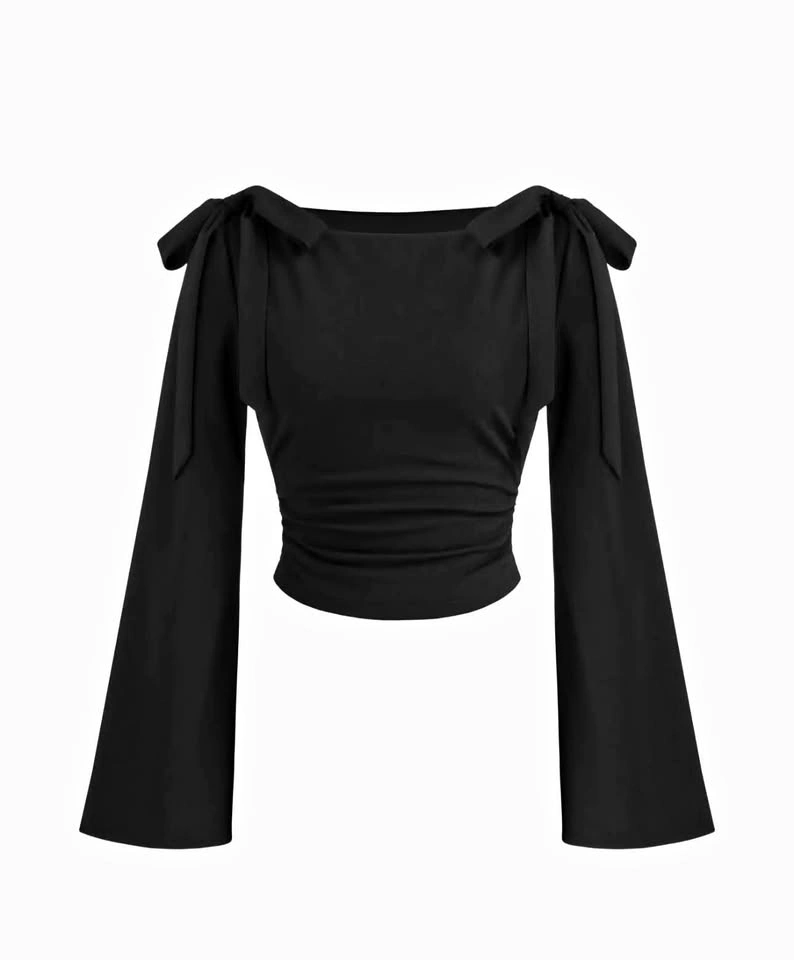 CIDER Boat Neck Bowknot Ruched Long Top - Size M, Never Worn