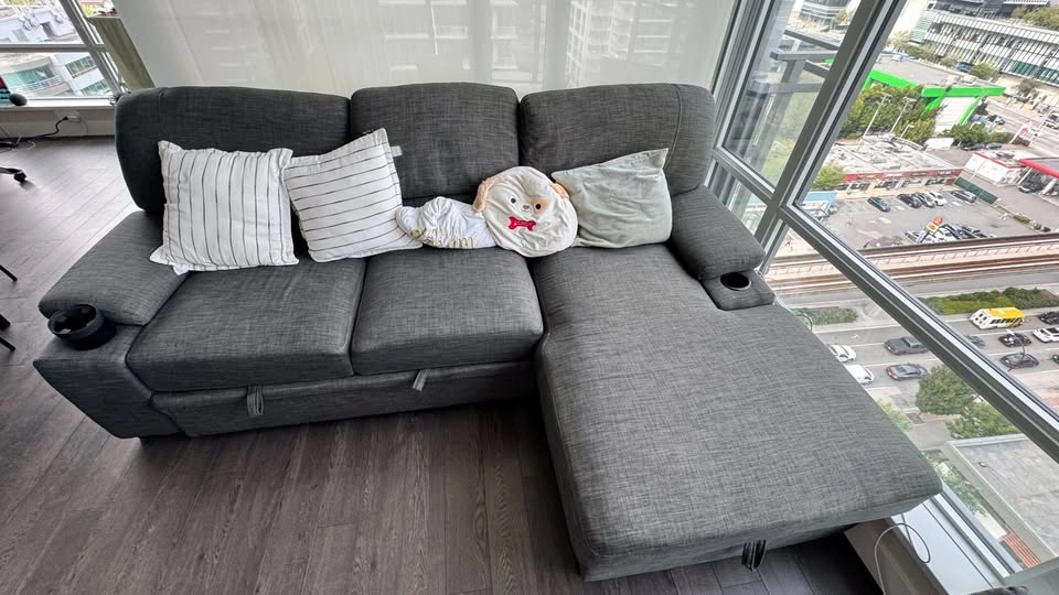 JYSK 100” Sectional Pull-Out Sofa with Storage Chaise - photo 3