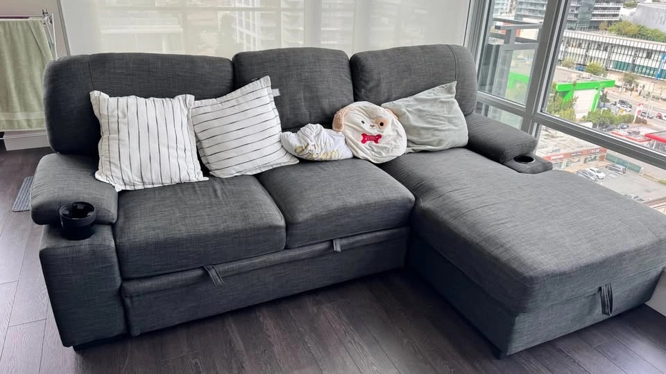 JYSK 100” Sectional Pull-Out Sofa with Storage Chaise - photo 4