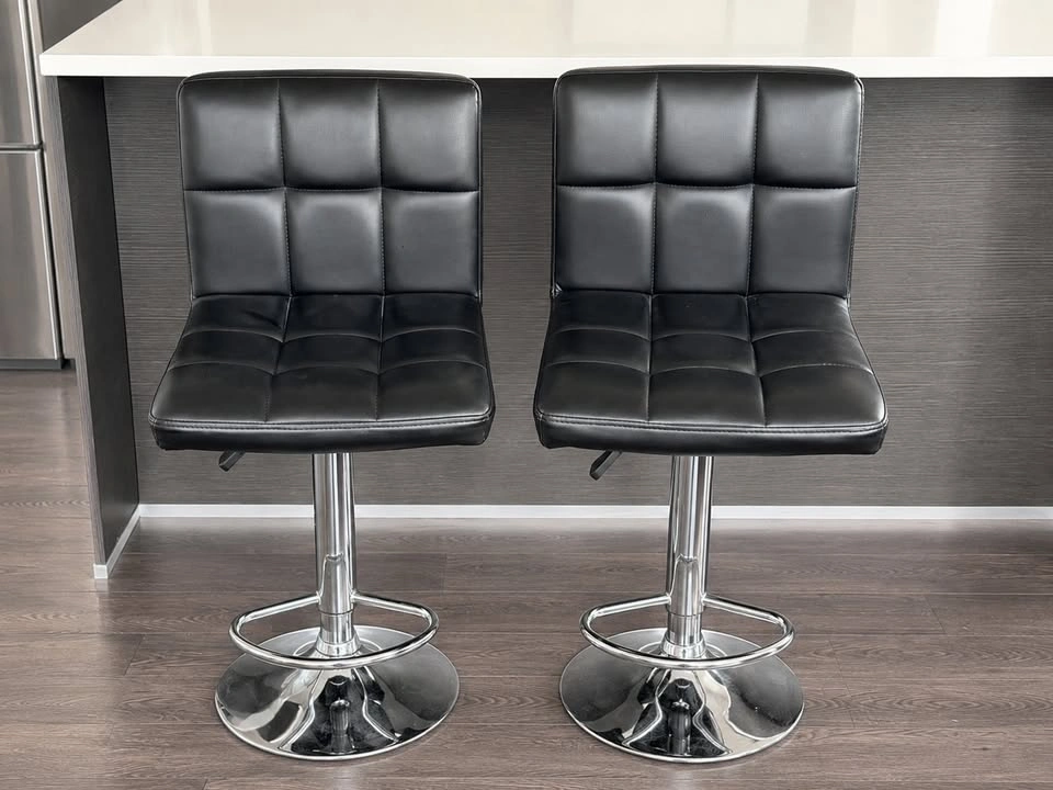 Set of 2 Adjustable Swivel Bar Stools – Black - photo 2