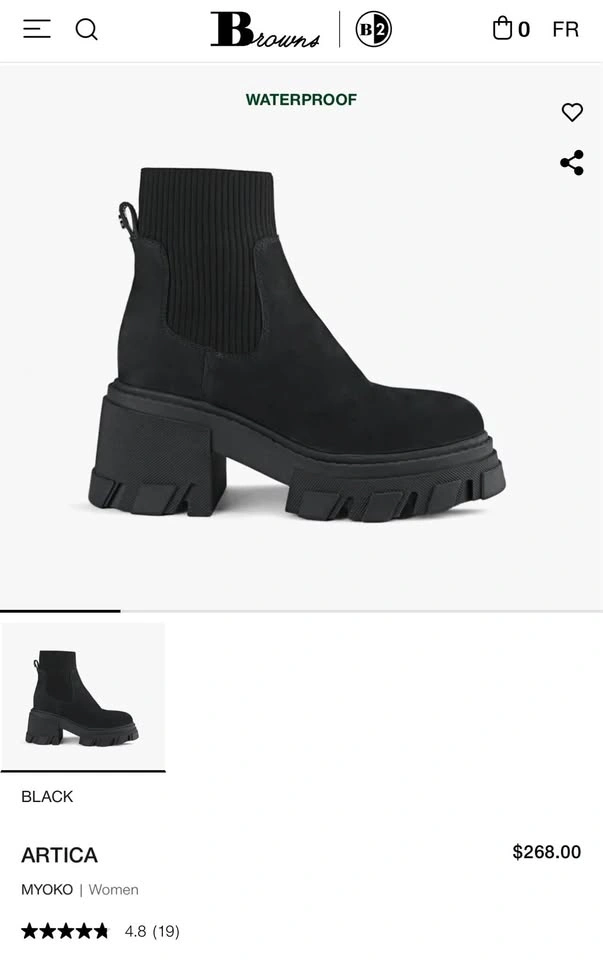 ARTICA Myoko Waterproof Black Fall/Winter Boots - Size 6 1/2 - photo 2