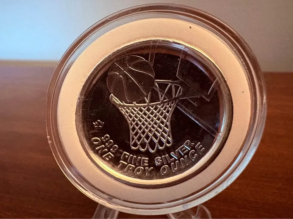 1 oz .999 fine silver bullion basketball round image indicator(4)