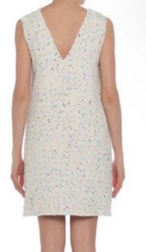 Maison Kitsune Tweed Shift Dress, sleeveless, boucle navy, white - photo 5