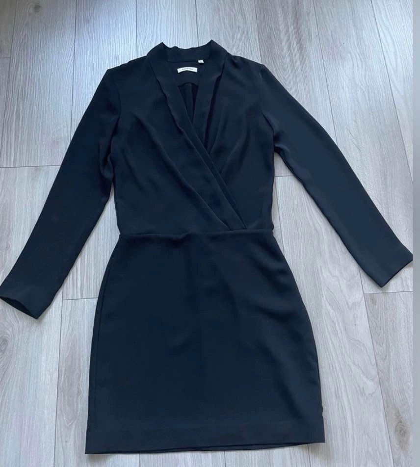 Babaton Gershwin dress, long sleeves, v-neck, black, 0 - photo 2