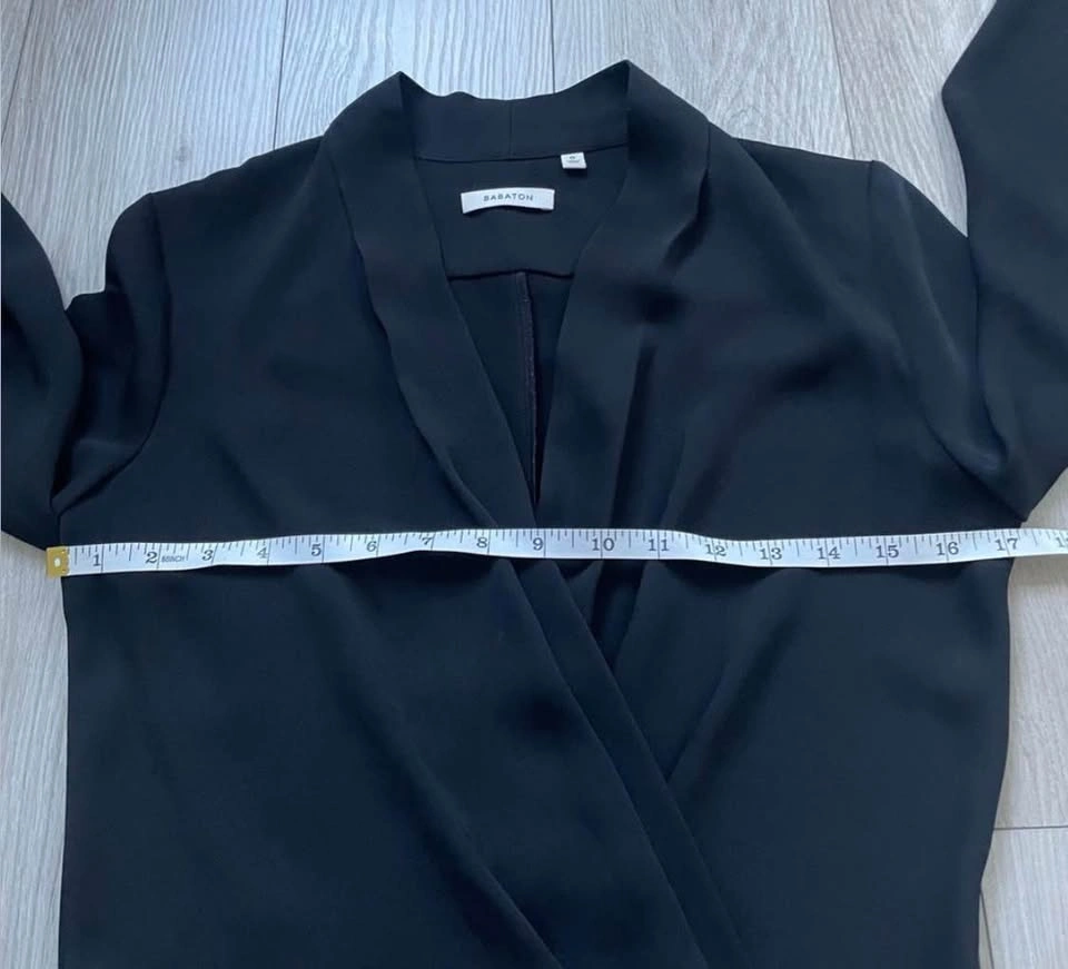 Babaton Gershwin dress, long sleeves, v-neck, black, 0 - photo 3