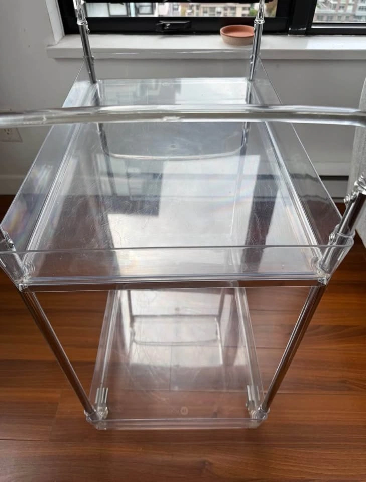 Acrylic and Chrome 2-Tier Rolling Bar Cart - photo 2