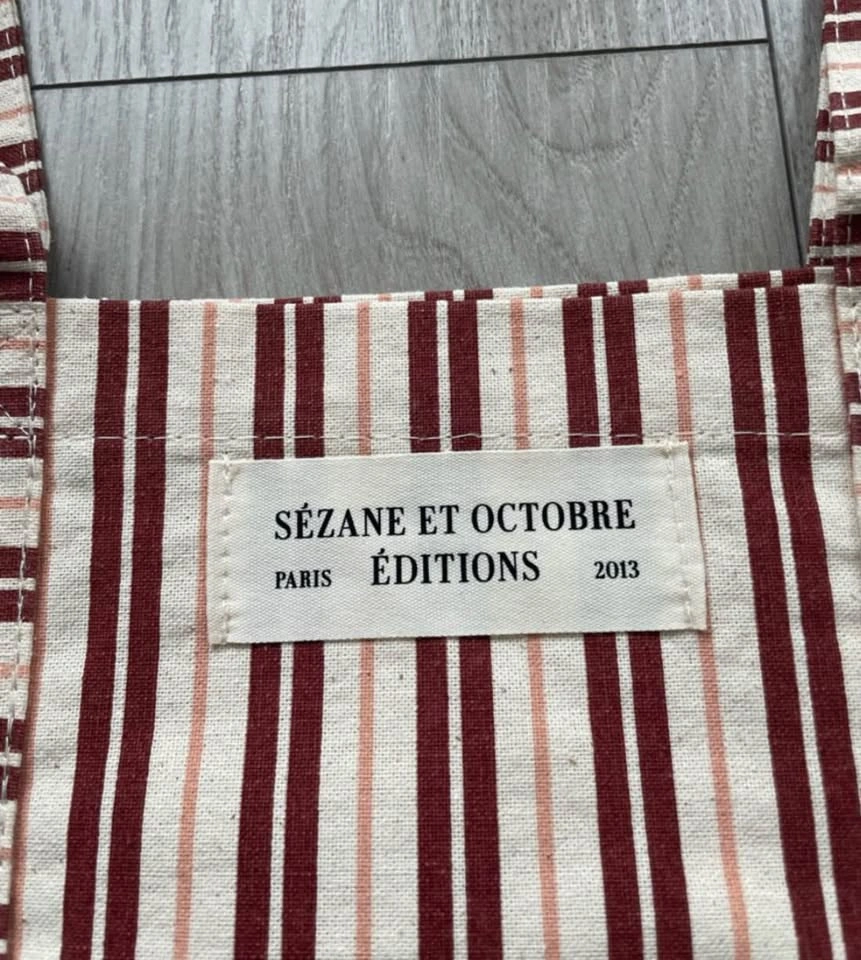 Sézane cotton tote, striped, burgundy & cream, never used - photo 3