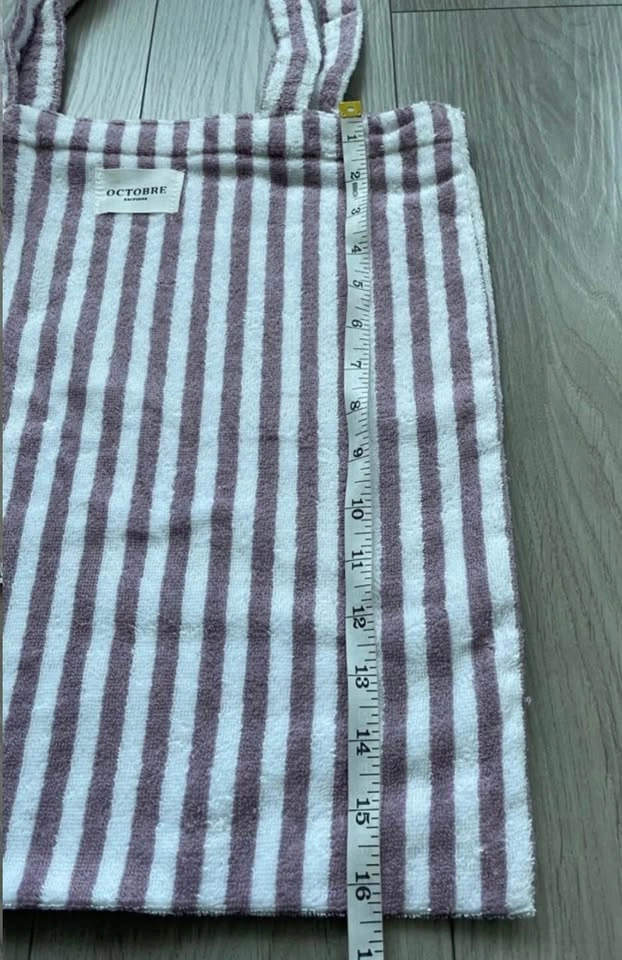 Sézane tote bag, French Terry/beach towel material, striped mauv - photo 4