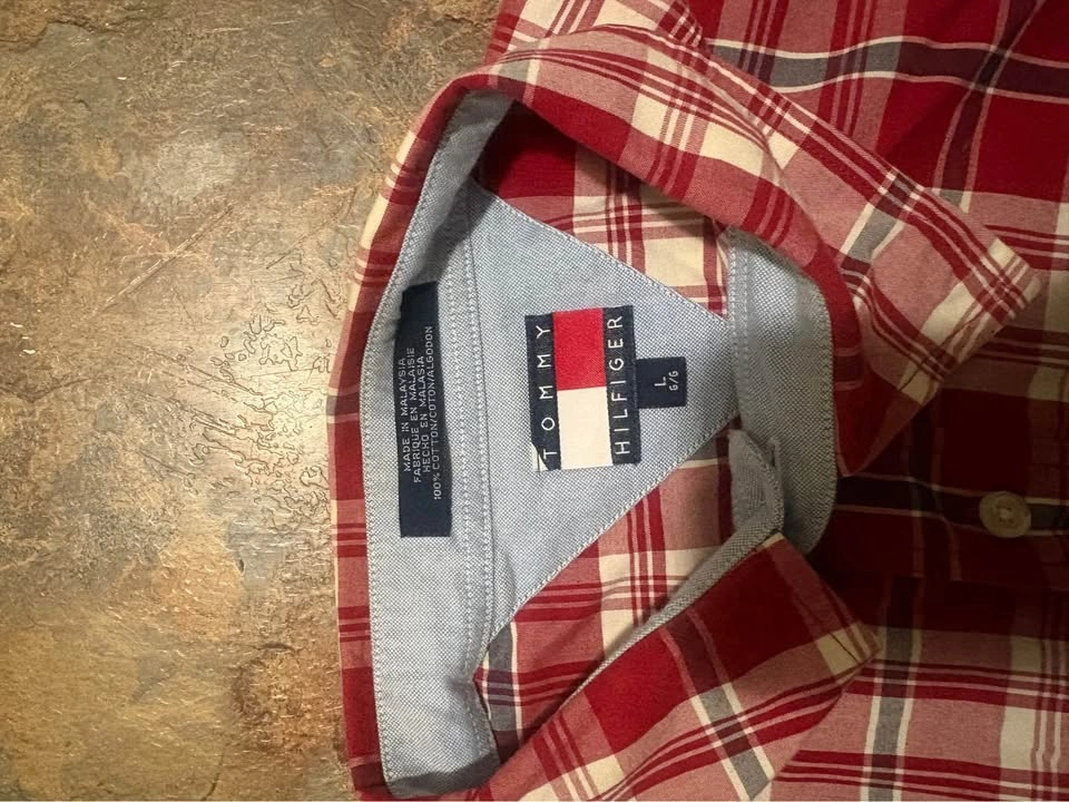 Tommy Hilfiger Red Plaid Button Up Shirt Mens Large - photo 2