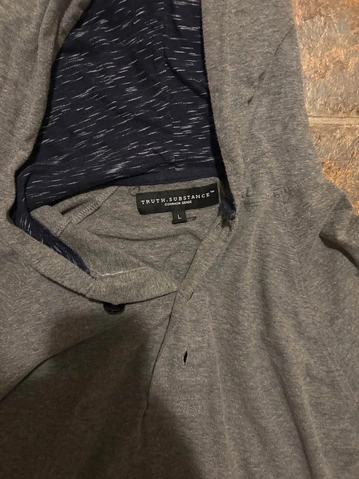 Truth.Substance Hooded Henley Grey Navy Mens Large - photo 2