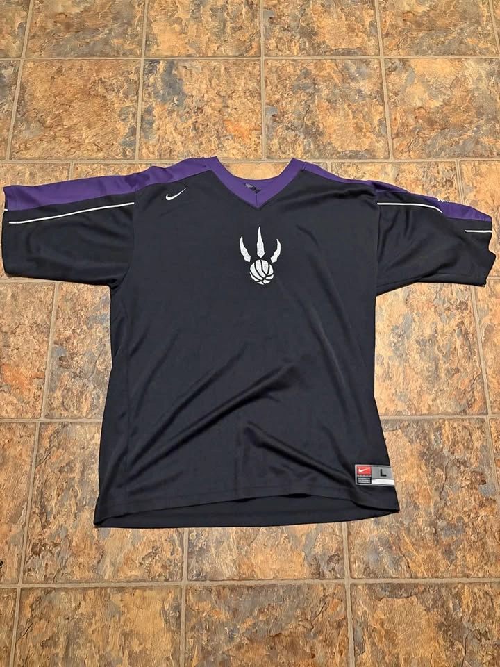 Vintage Nike Toronto Raptors Shooting Shirt Warm Up Black Purple