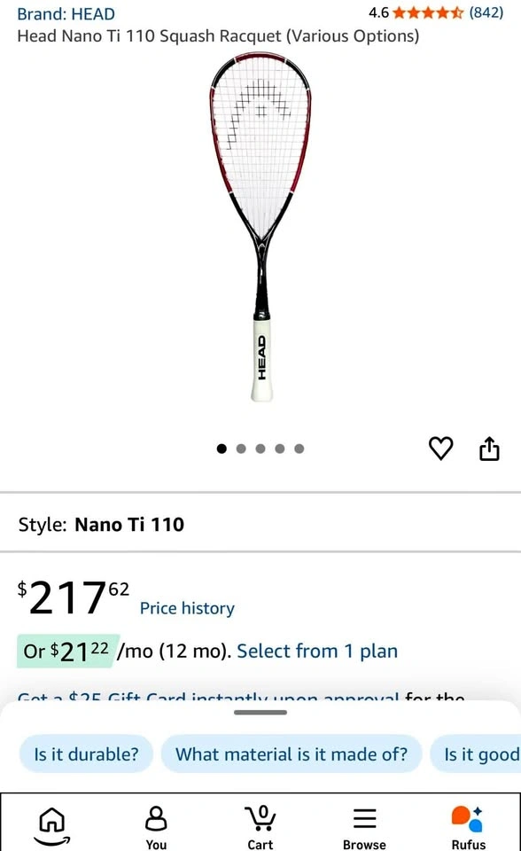 Head Squash/Racquetball Racquet, Case, and 10 Squash Balls