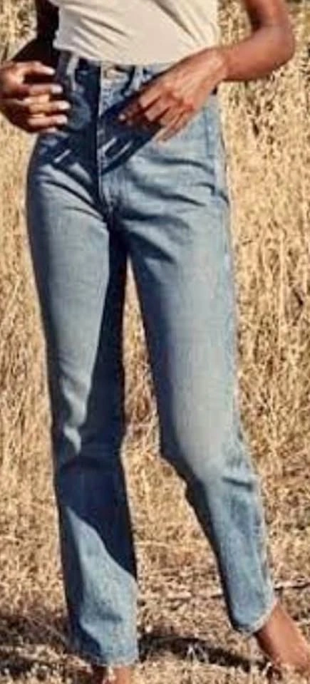 Doen Lena Jeans, super high rise, straight leg, blue, 25