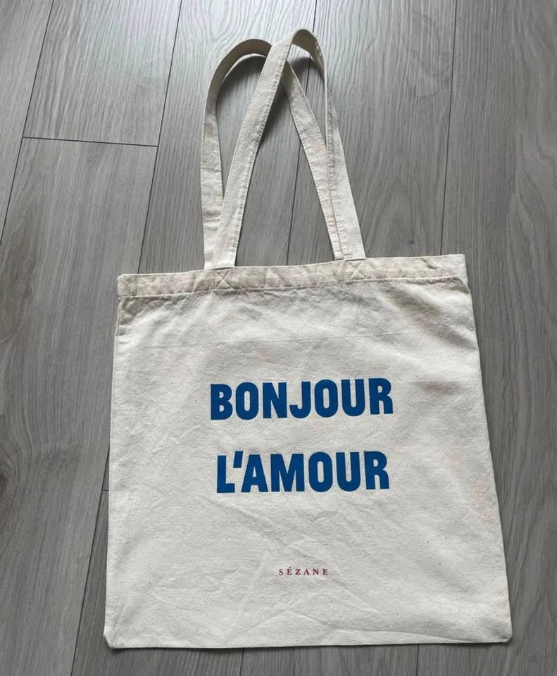 Sézane organic cotton Bonjour l’amour tote - photo 2